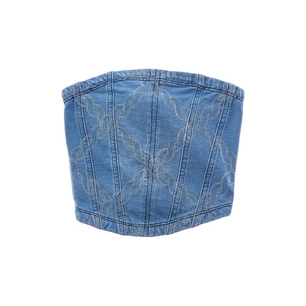 Vintage Havana Girls Rope Stitch Strapless Bodice Top, Blue